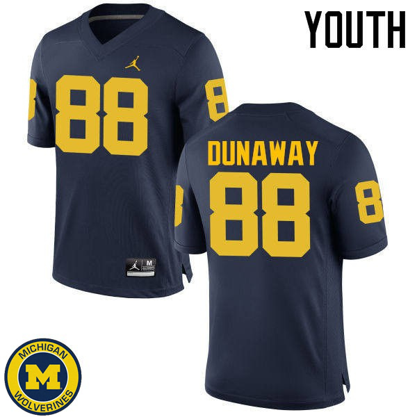 Youth Michigan Wolverines #88 Jack Dunaway Navy Alumni Jersey